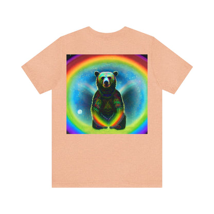 Psychedelic Rainbow Moon Bear Back Unisex Jersey Short Sleeve Tee