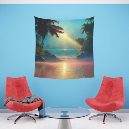 Psychedelic Sunrise Beach Printed Wall Tapestry-JujuVibe