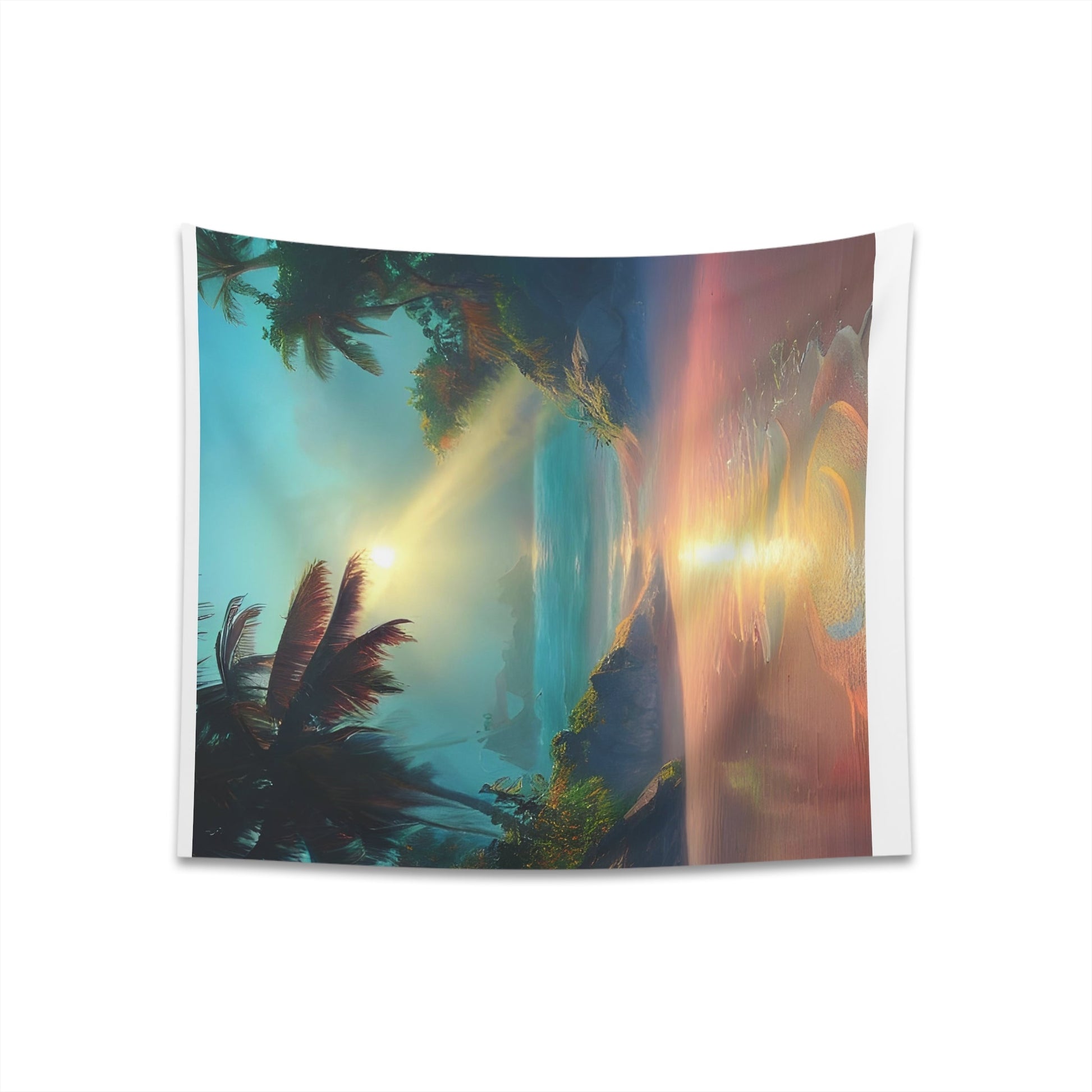 Psychedelic Sunrise Beach Printed Wall Tapestry-JujuVibe