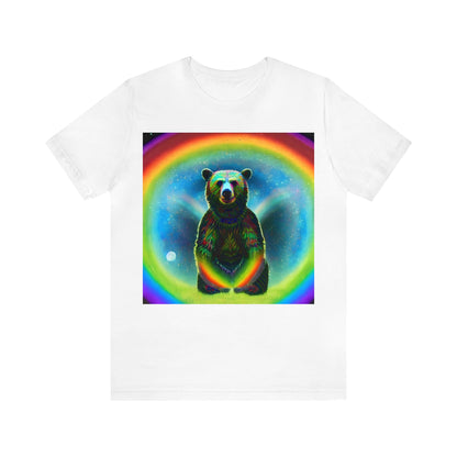 Psychedelic Rainbow Moon Bear Unisex Jersey Short Sleeve Tee