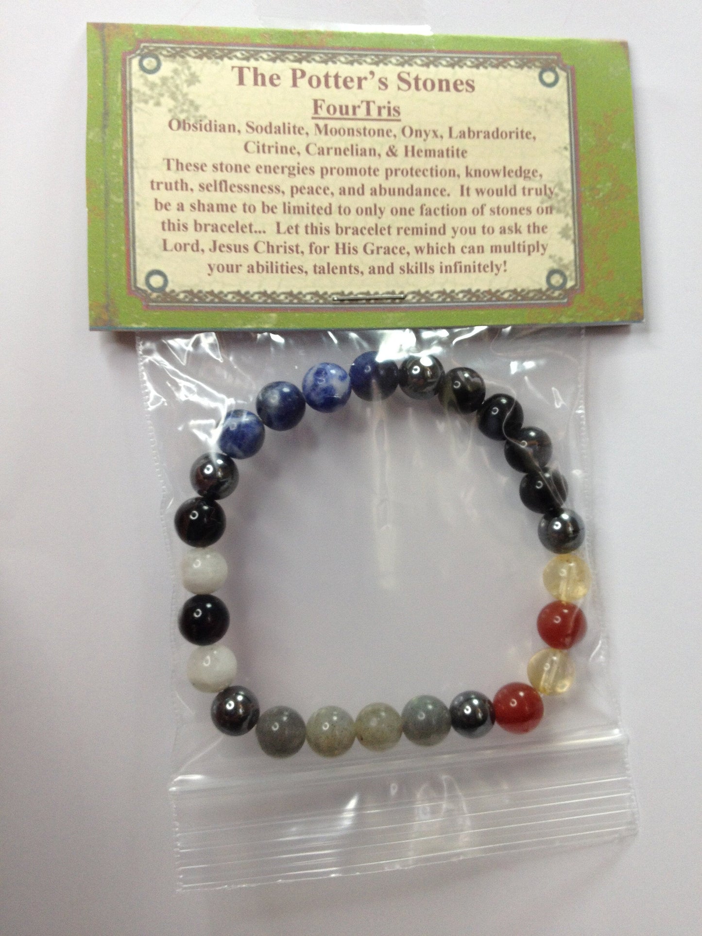 FourTris: Divergence of Gemstones Energy Stretch Bracelet